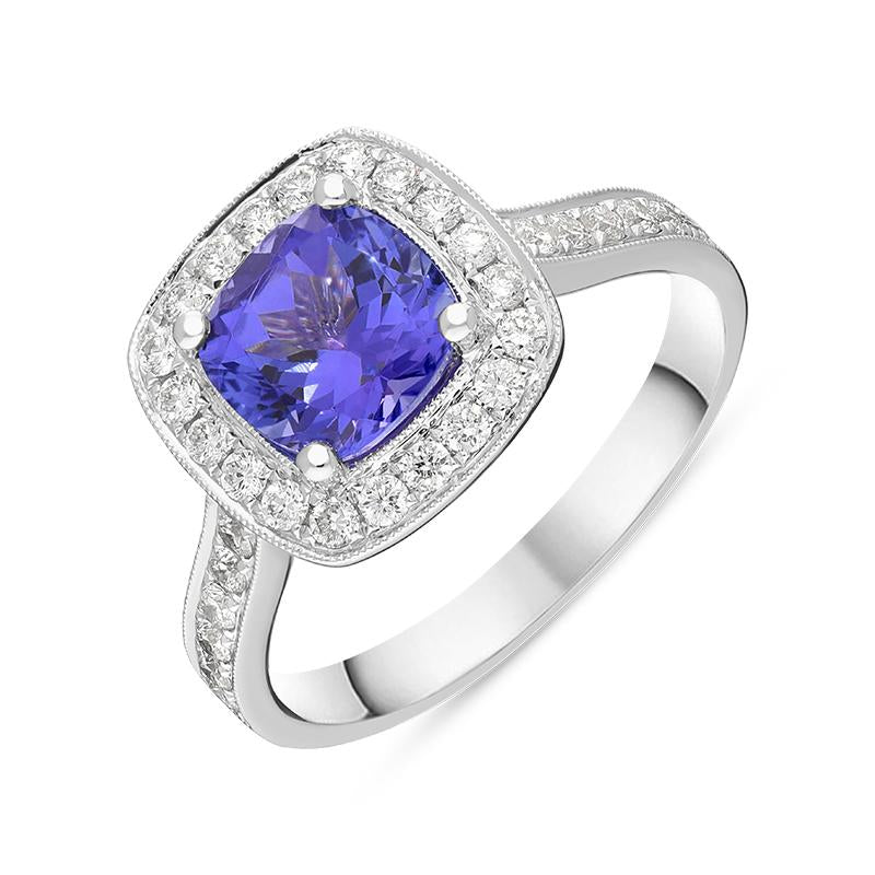 18ct White Gold 1.66ct Tanzanite 0.51 Carat Diamond Cluster Ring 00143265