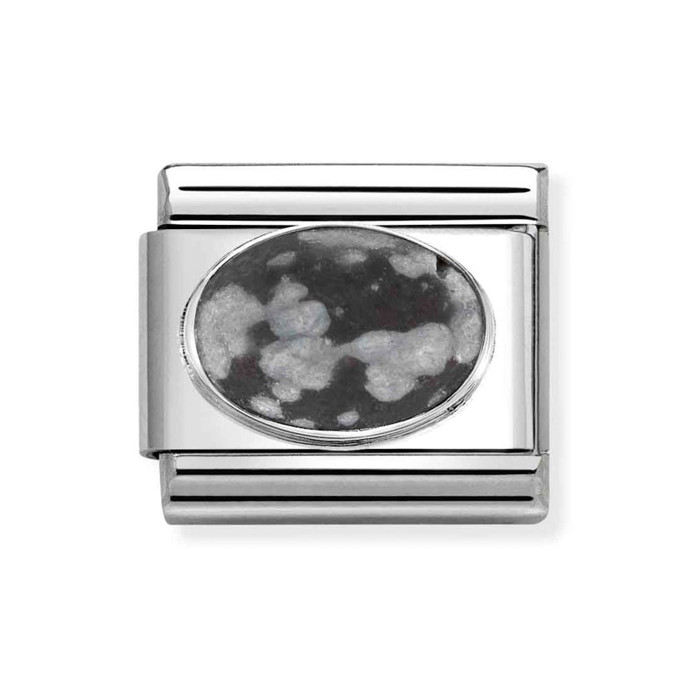Nomination Classic Silver Obsidian Stone Charm