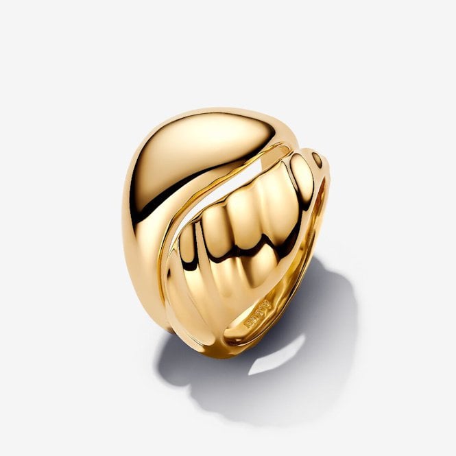 Gold Rippled Stacking Rings, Size 58